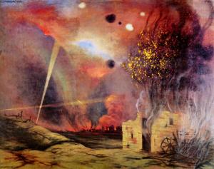 1914, Paysage de ruines et d'incendies, 1915